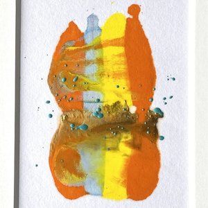 Original Art ‘Friends’ Encaustic Wax Painting Matted 14”x11" Frame Ready